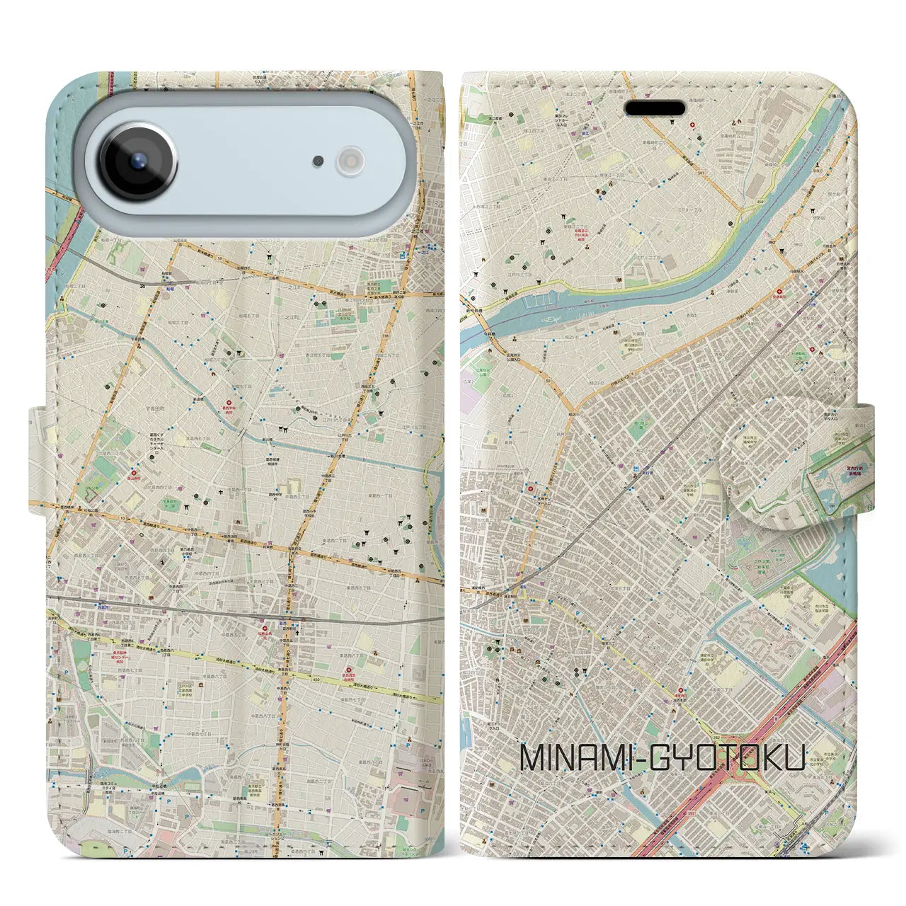 【南行徳(千葉県)】地図柄iPhoneケース(手帳タイプ)