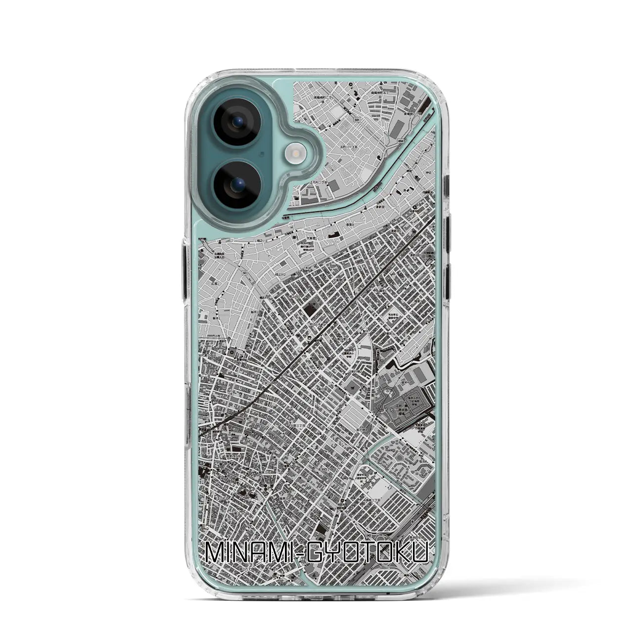 【南行徳(千葉県)】地図柄iPhoneケース(MagSafeタイプ)モノトーン・iPhone 16 Pro 用