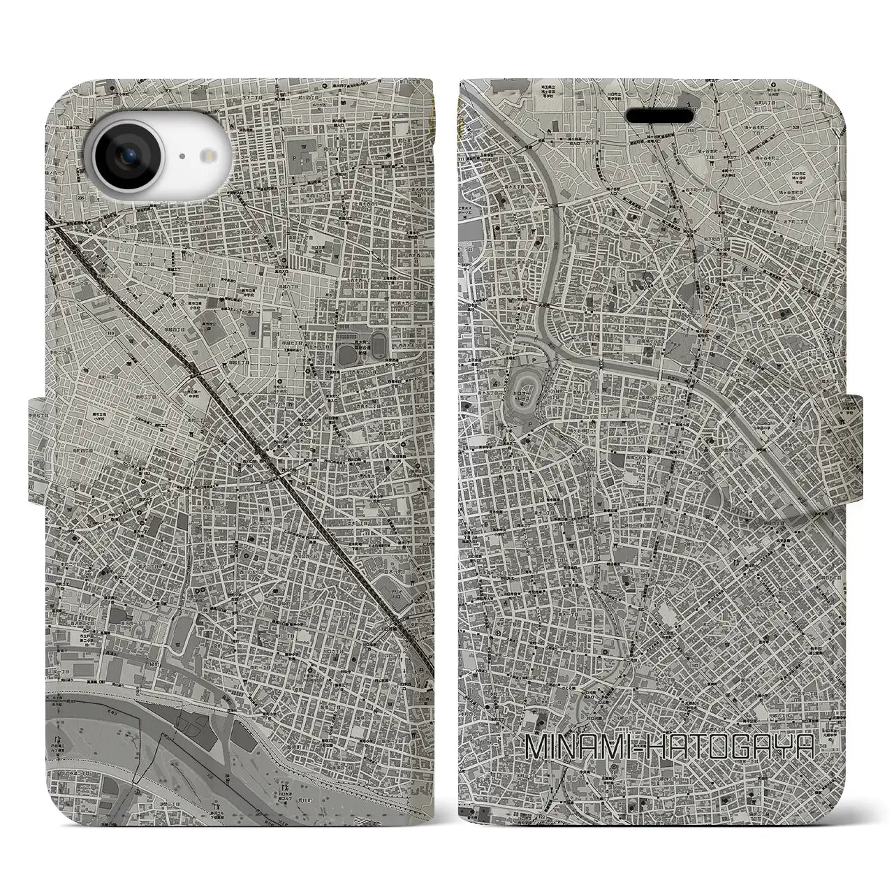 【南鳩ヶ谷(埼玉県)】地図柄iPhoneケース(手帳タイプ)