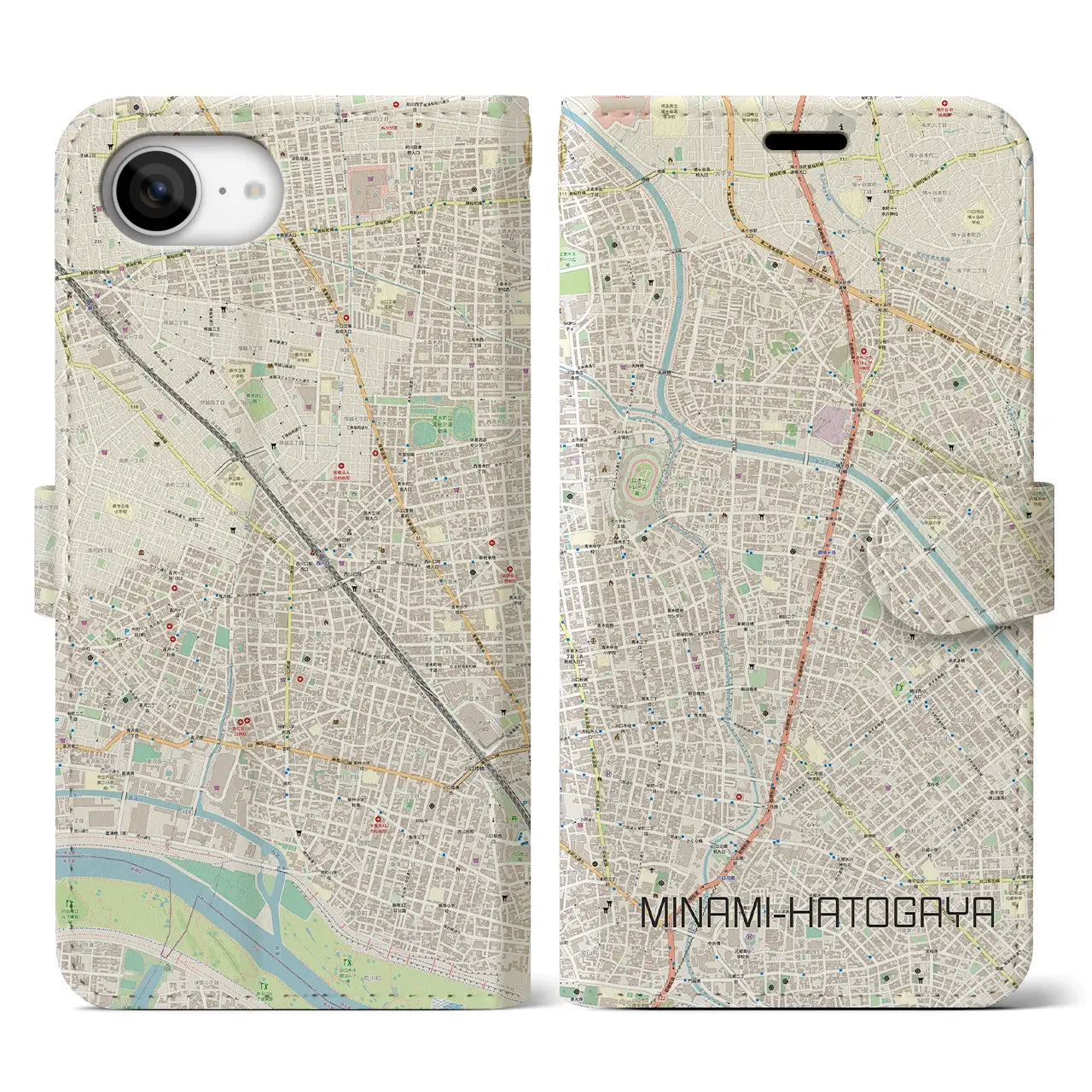 【南鳩ヶ谷(埼玉県)】地図柄iPhoneケース(手帳タイプ)