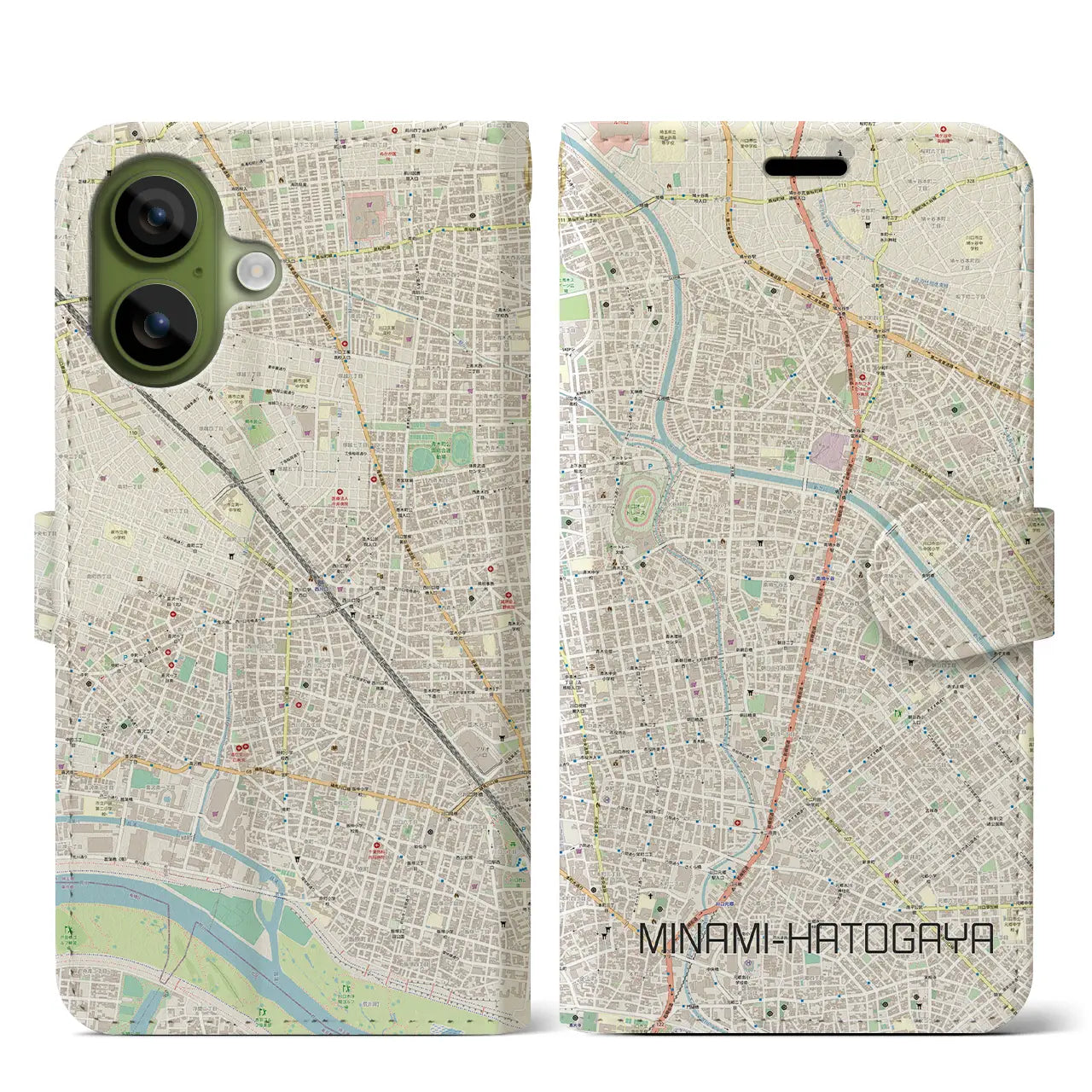 【南鳩ヶ谷(埼玉県)】地図柄iPhoneケース(手帳タイプ)