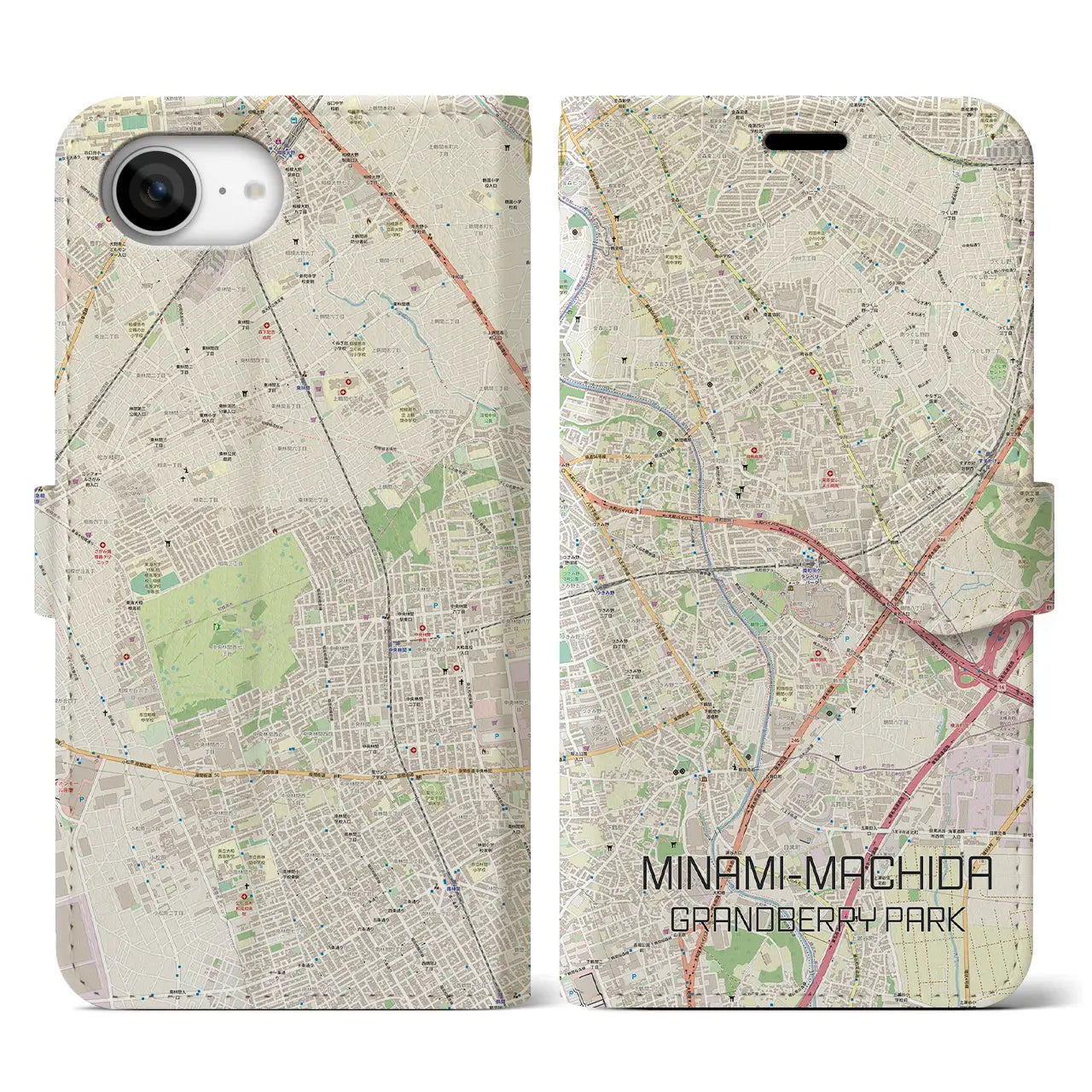 【南町田グランベリーパーク(東京都)】地図柄iPhoneケース(手帳タイプ)