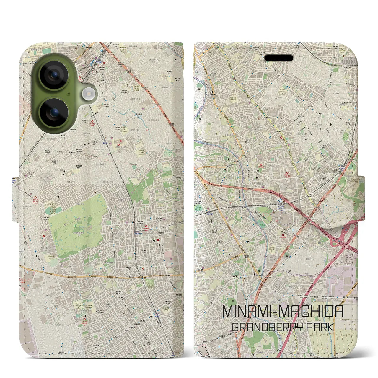【南町田グランベリーパーク(東京都)】地図柄iPhoneケース(手帳タイプ)