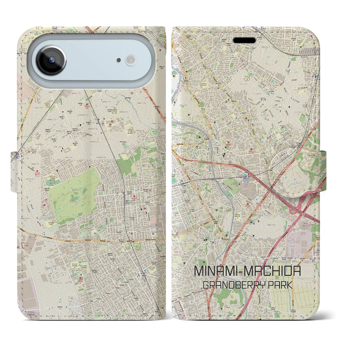 【南町田グランベリーパーク(東京都)】地図柄iPhoneケース(手帳タイプ)ナチュラル・iPhone 17 Pro Max 用