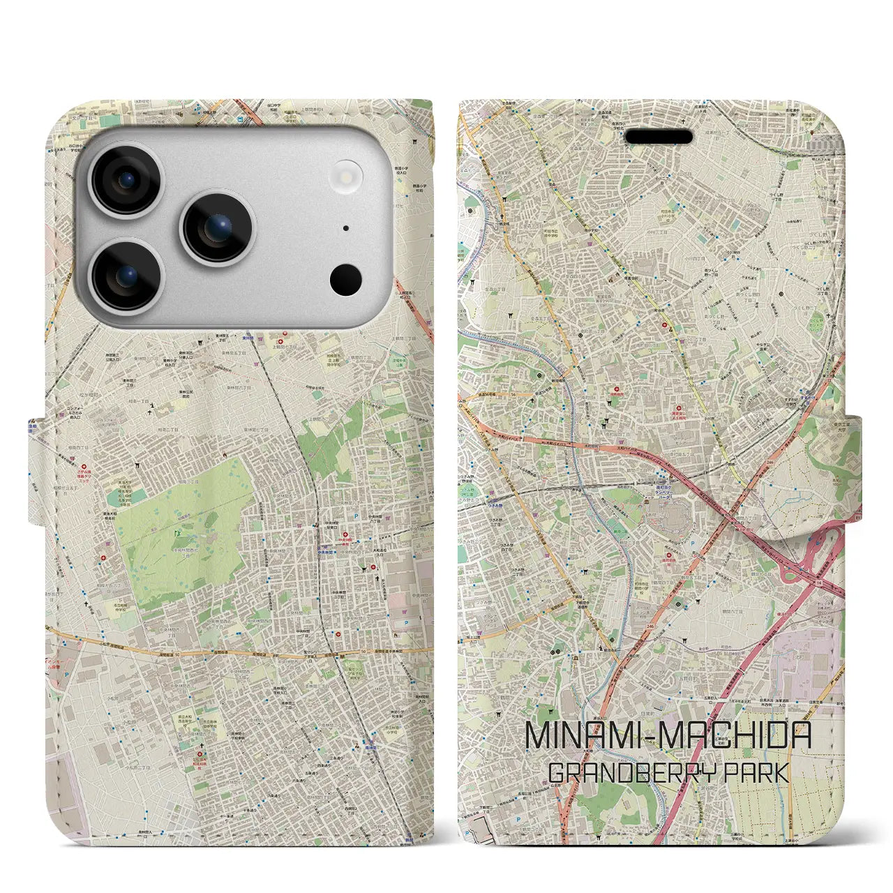 【南町田グランベリーパーク(東京都)】地図柄iPhoneケース(手帳タイプ)