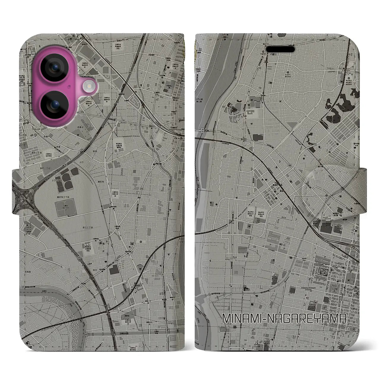 【南流山(千葉県)】地図柄iPhoneケース(手帳タイプ)