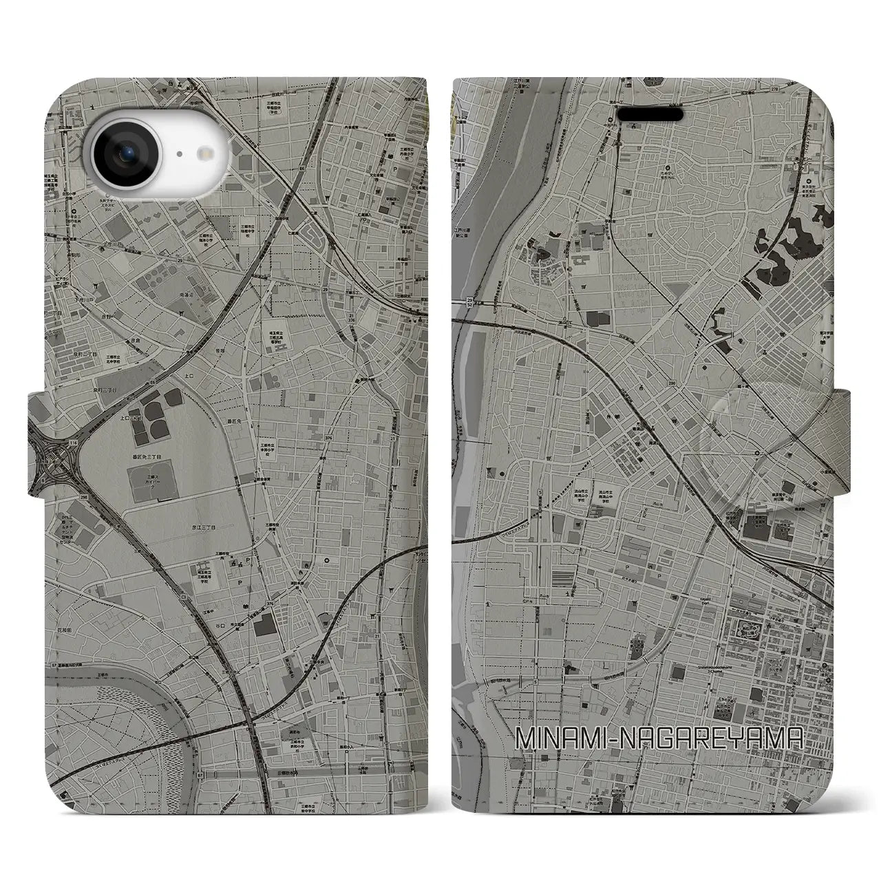 【南流山(千葉県)】地図柄iPhoneケース(手帳タイプ)