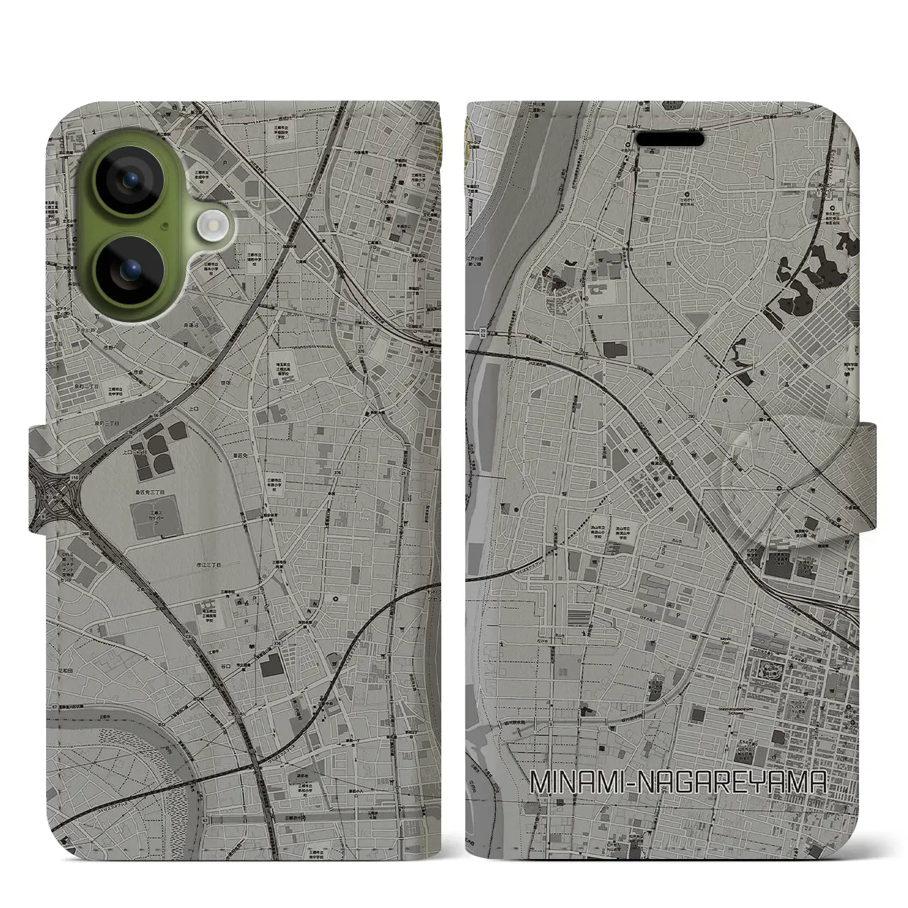 【南流山(千葉県)】地図柄iPhoneケース(手帳タイプ)