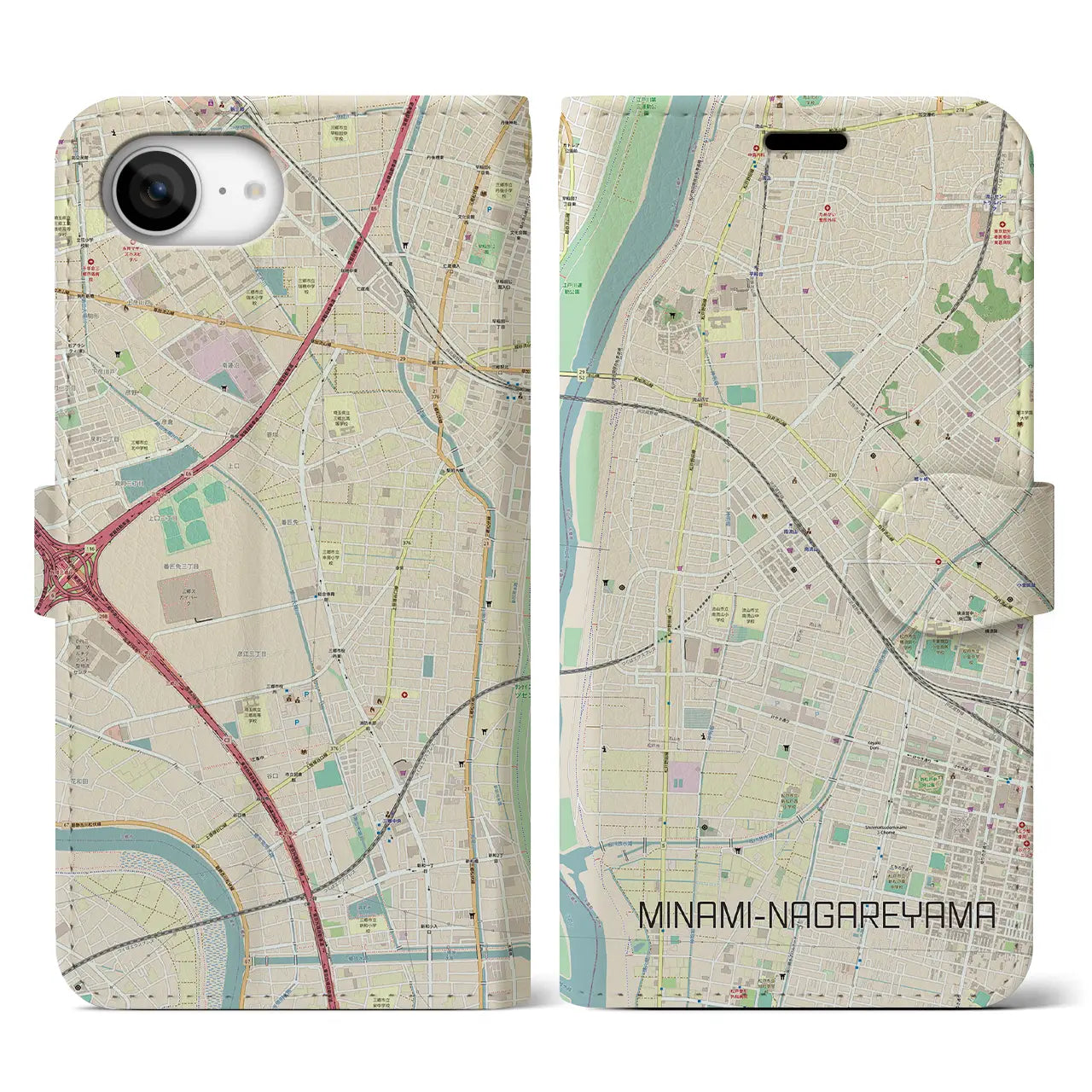 【南流山(千葉県)】地図柄iPhoneケース(手帳タイプ)