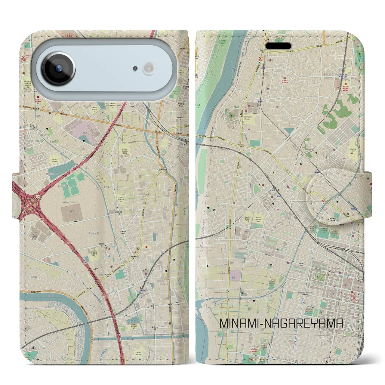 【南流山(千葉県)】地図柄iPhoneケース(手帳タイプ)