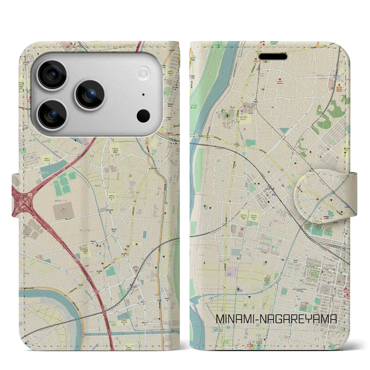 【南流山(千葉県)】地図柄iPhoneケース(手帳タイプ)