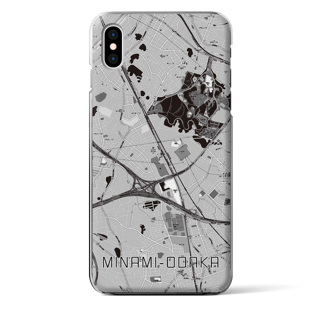 【南大高(愛知県)】地図柄iPhoneケース(クリアタイプ)モノトーン・iPhone XS Max 用