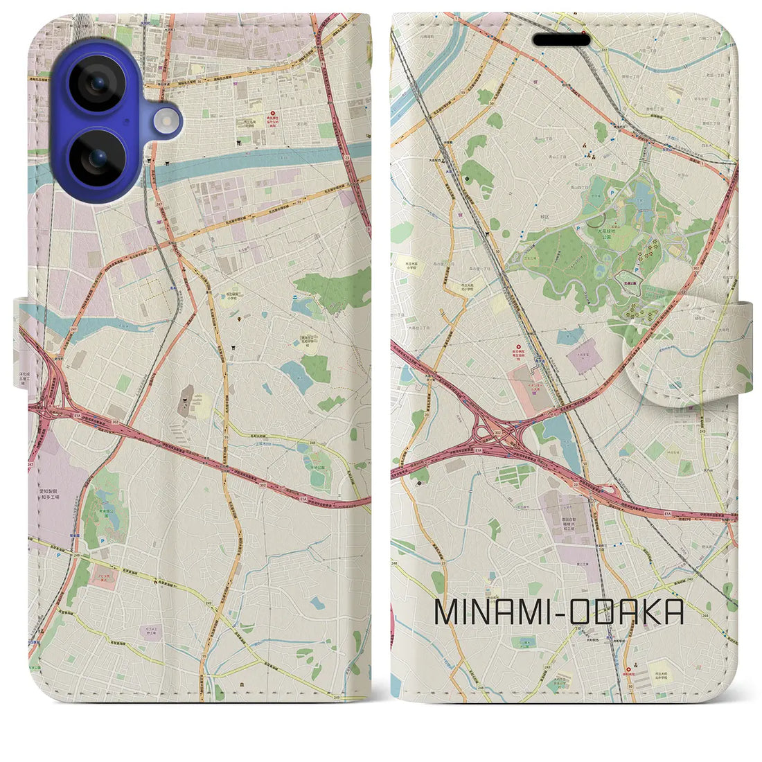 【南大高(愛知県)】地図柄iPhoneケース(手帳タイプ)ナチュラル・iPhone 16 Pro Max 用