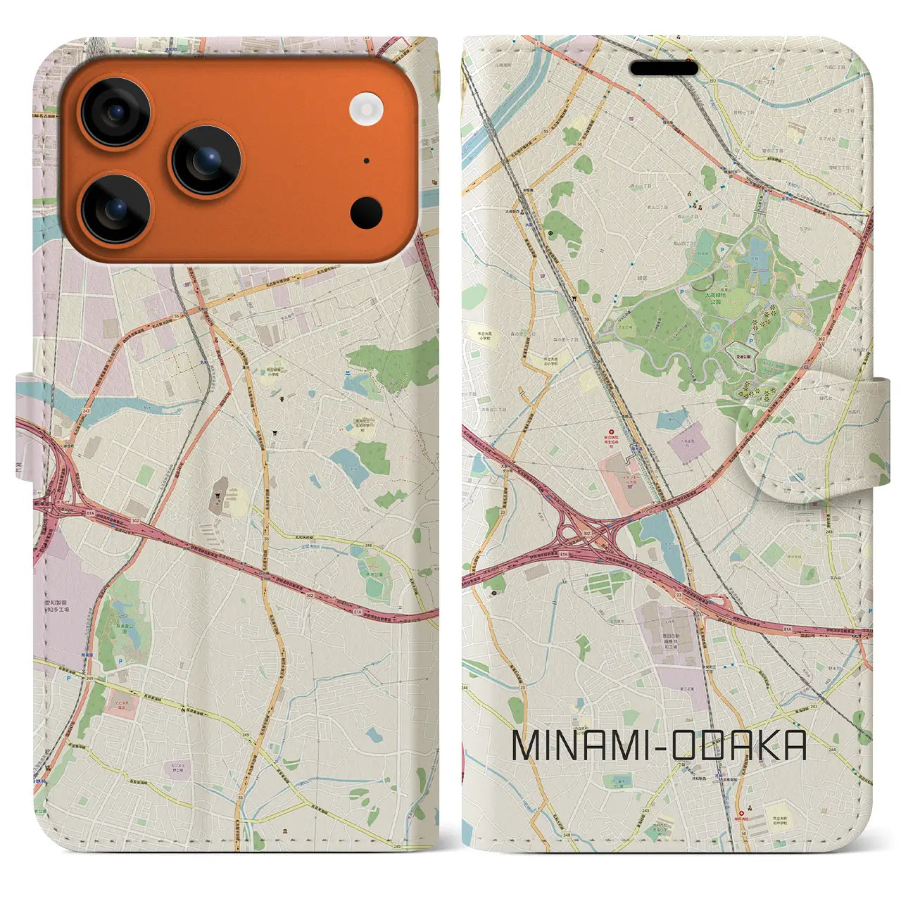 【南大高(愛知県)】地図柄iPhoneケース(手帳タイプ)