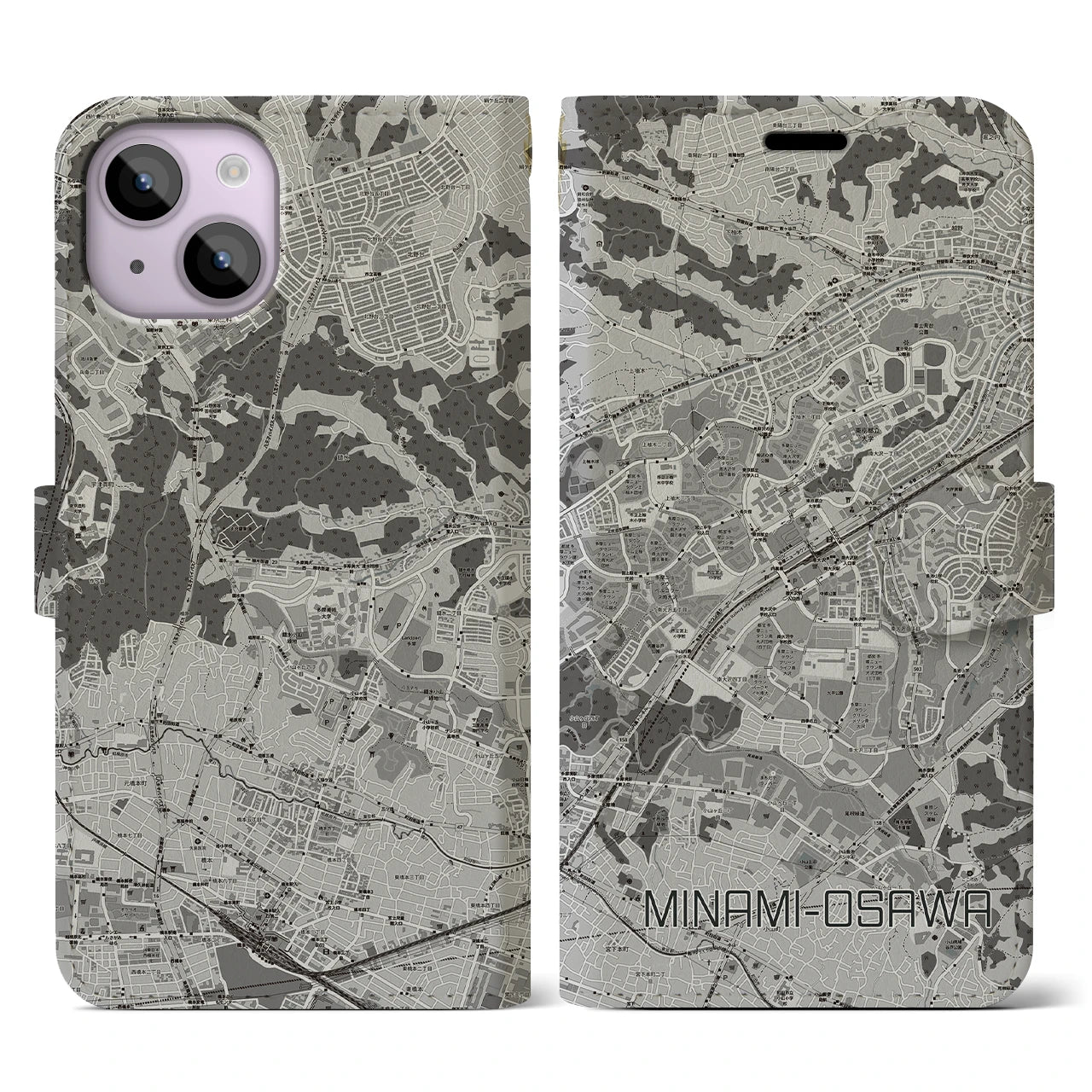 【南大沢(東京都)】地図柄iPhoneケース(手帳タイプ)