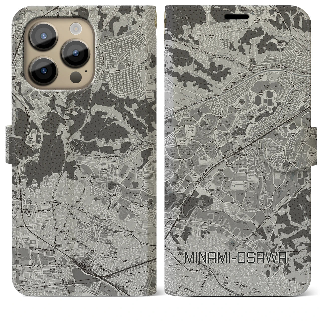 【南大沢(東京都)】地図柄iPhoneケース(手帳タイプ)