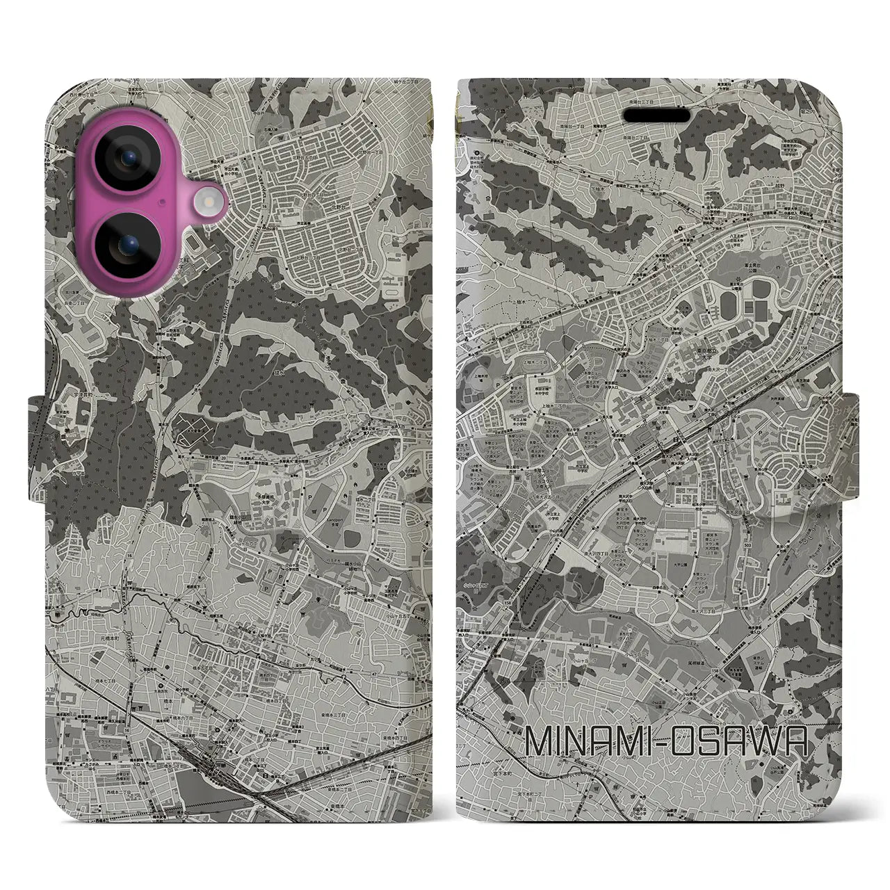 【南大沢(東京都)】地図柄iPhoneケース(手帳タイプ)