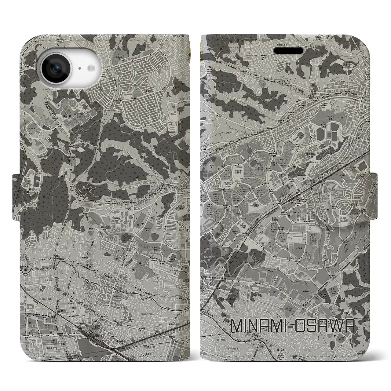 【南大沢(東京都)】地図柄iPhoneケース(手帳タイプ)