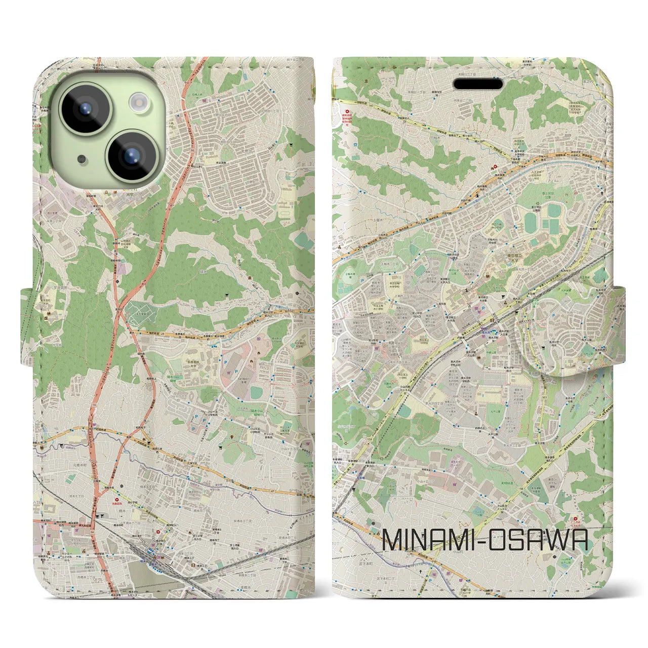 【南大沢(東京都)】地図柄iPhoneケース(手帳タイプ)