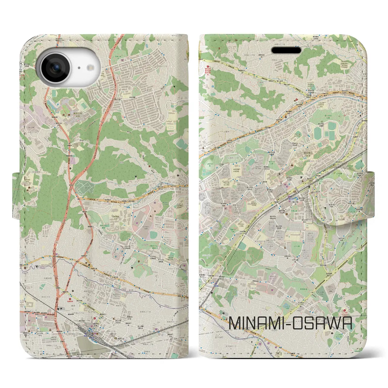 【南大沢(東京都)】地図柄iPhoneケース(手帳タイプ)