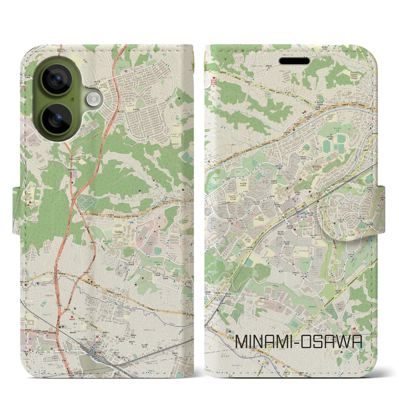 【南大沢(東京都)】地図柄iPhoneケース(手帳タイプ)