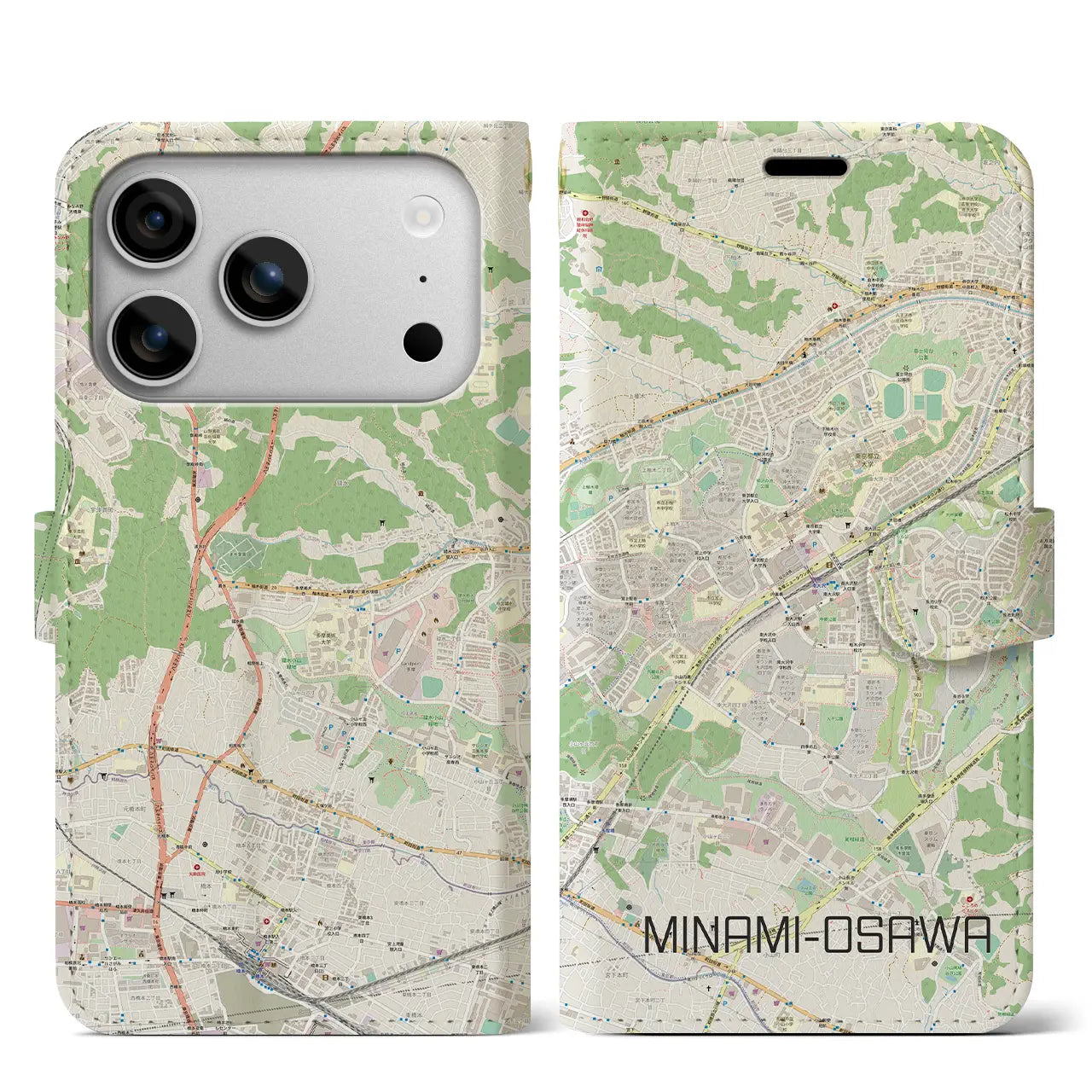 【南大沢(東京都)】地図柄iPhoneケース(手帳タイプ)