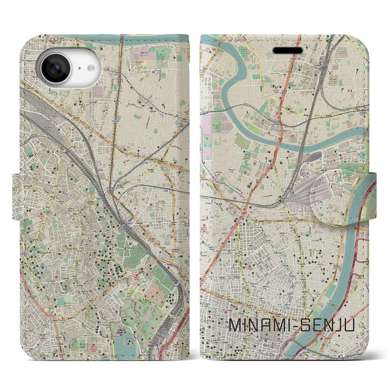 【南千住(東京都)】地図柄iPhoneケース(手帳タイプ)