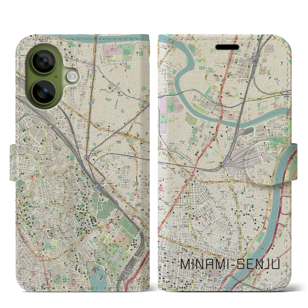 【南千住(東京都)】地図柄iPhoneケース(手帳タイプ)