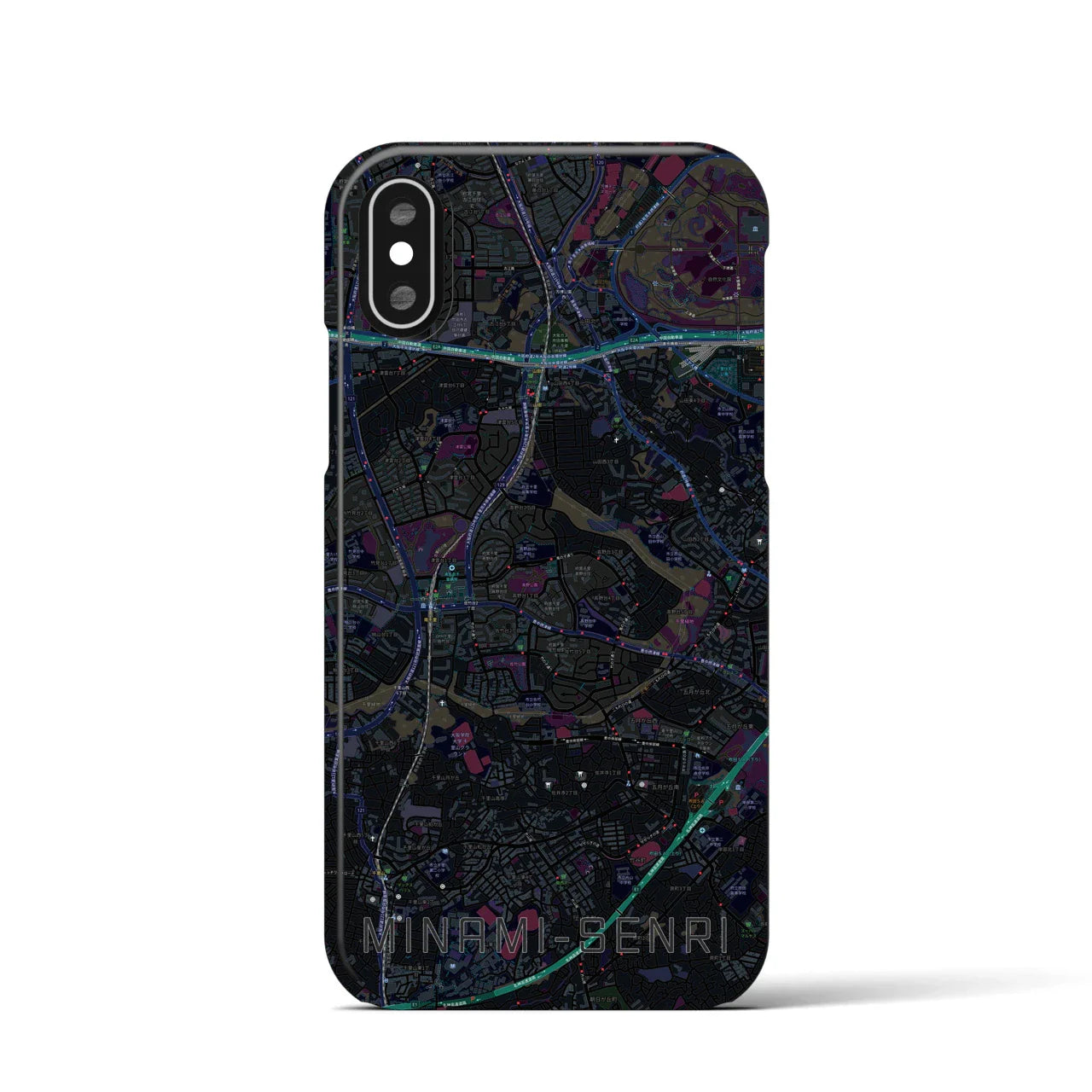 【南千里(大阪府)】地図柄iPhoneケース(バックカバータイプ)