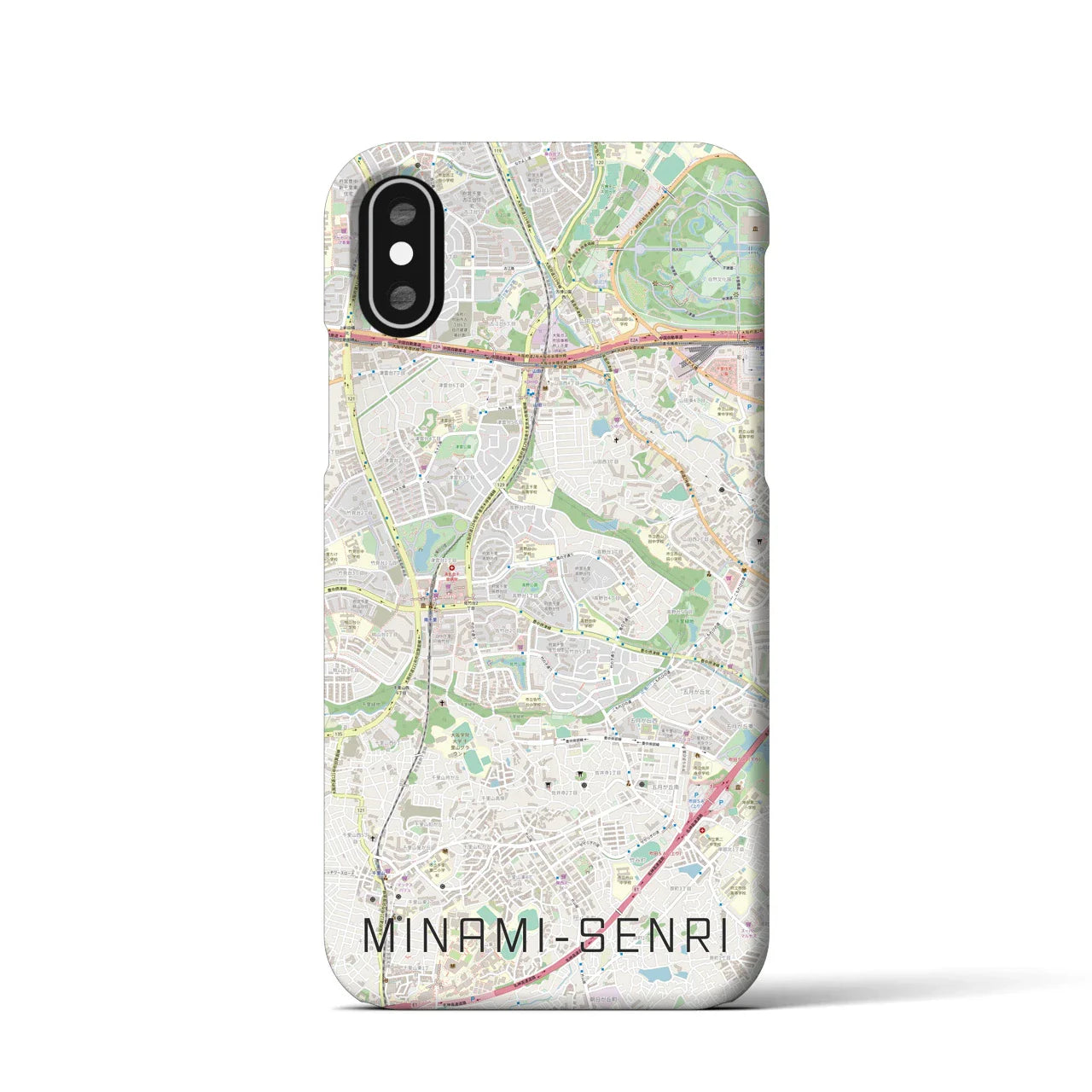 【南千里(大阪府)】地図柄iPhoneケース(バックカバータイプ)