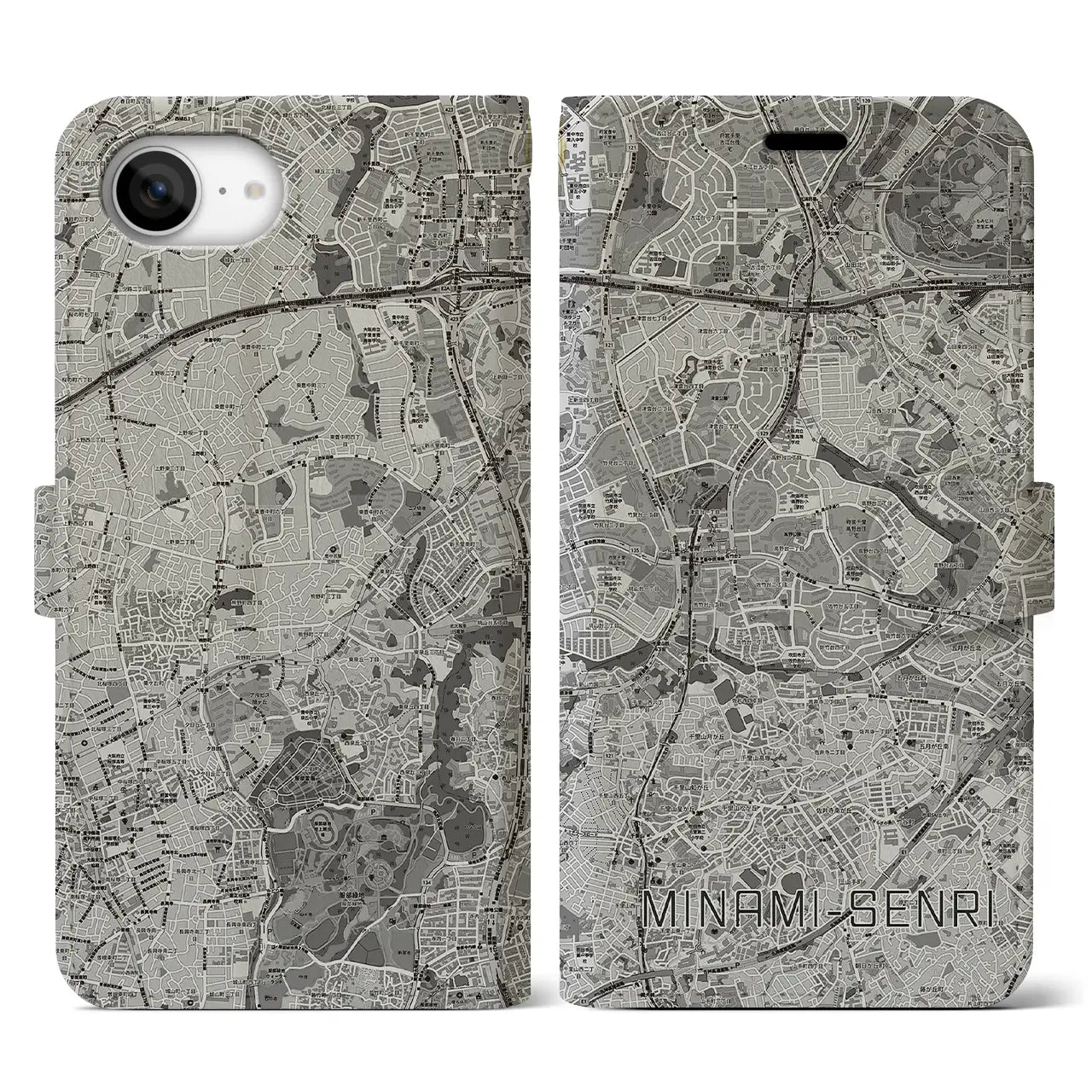 【南千里(大阪府)】地図柄iPhoneケース(手帳タイプ)