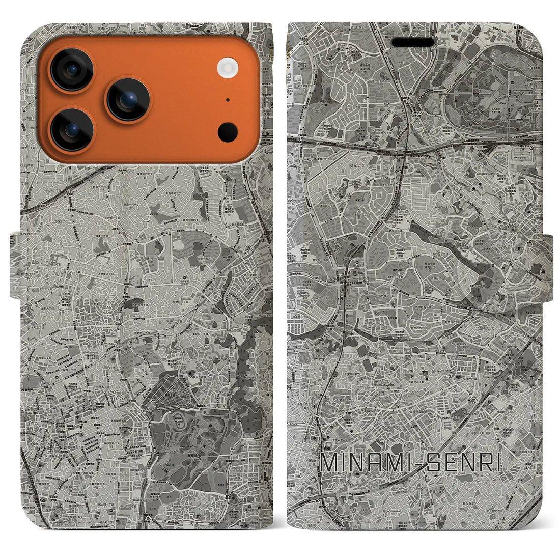 【南千里(大阪府)】地図柄iPhoneケース(手帳タイプ)