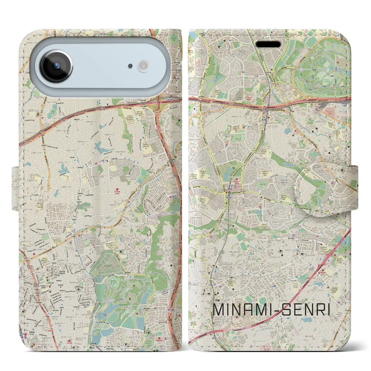 【南千里(大阪府)】地図柄iPhoneケース(手帳タイプ)