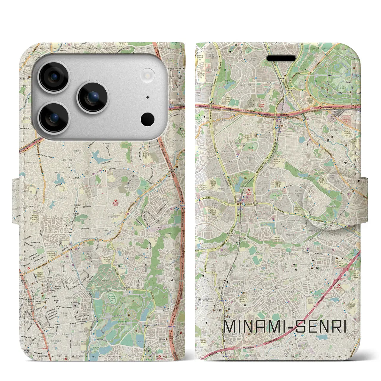 【南千里(大阪府)】地図柄iPhoneケース(手帳タイプ)