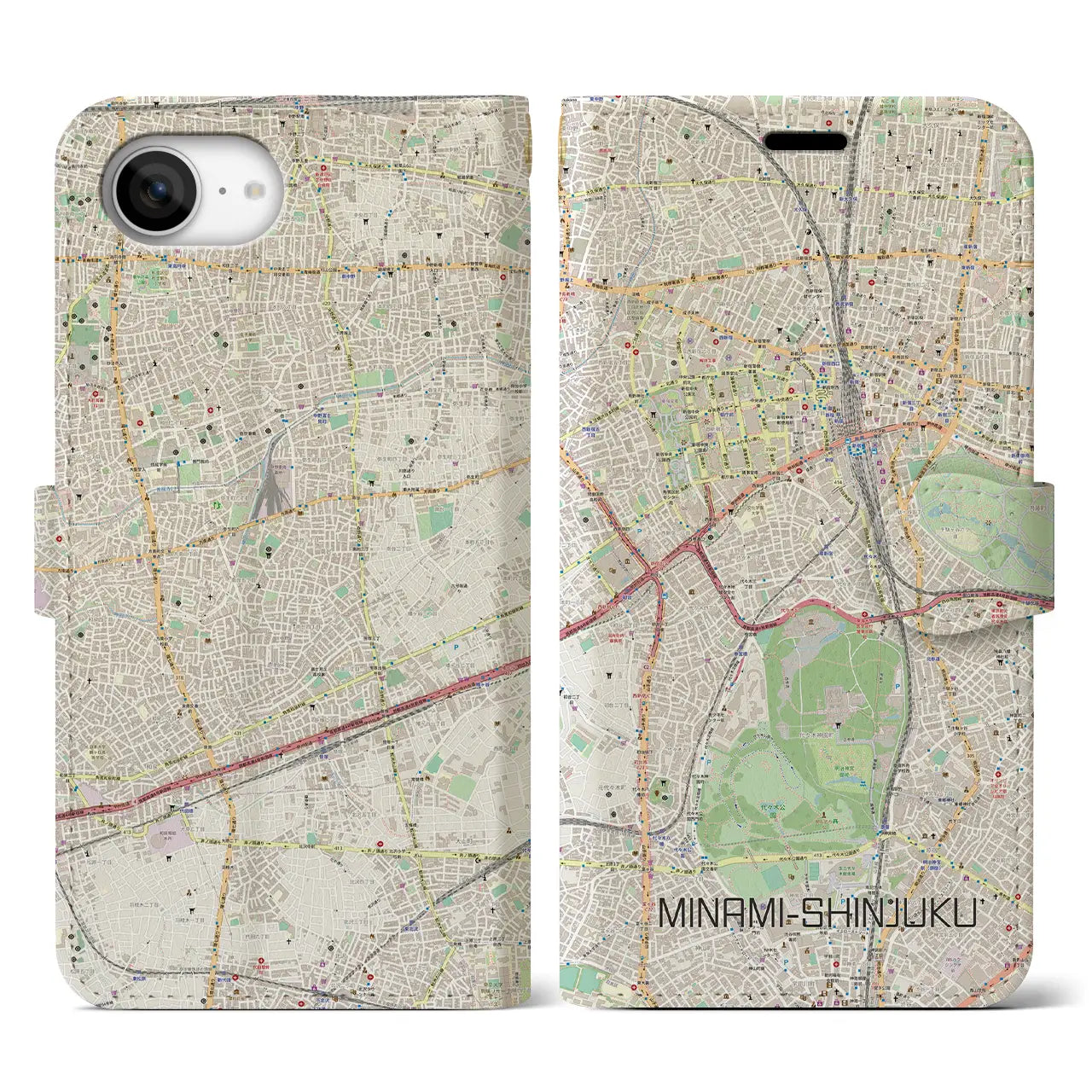 【南新宿(東京都)】地図柄iPhoneケース(手帳タイプ)