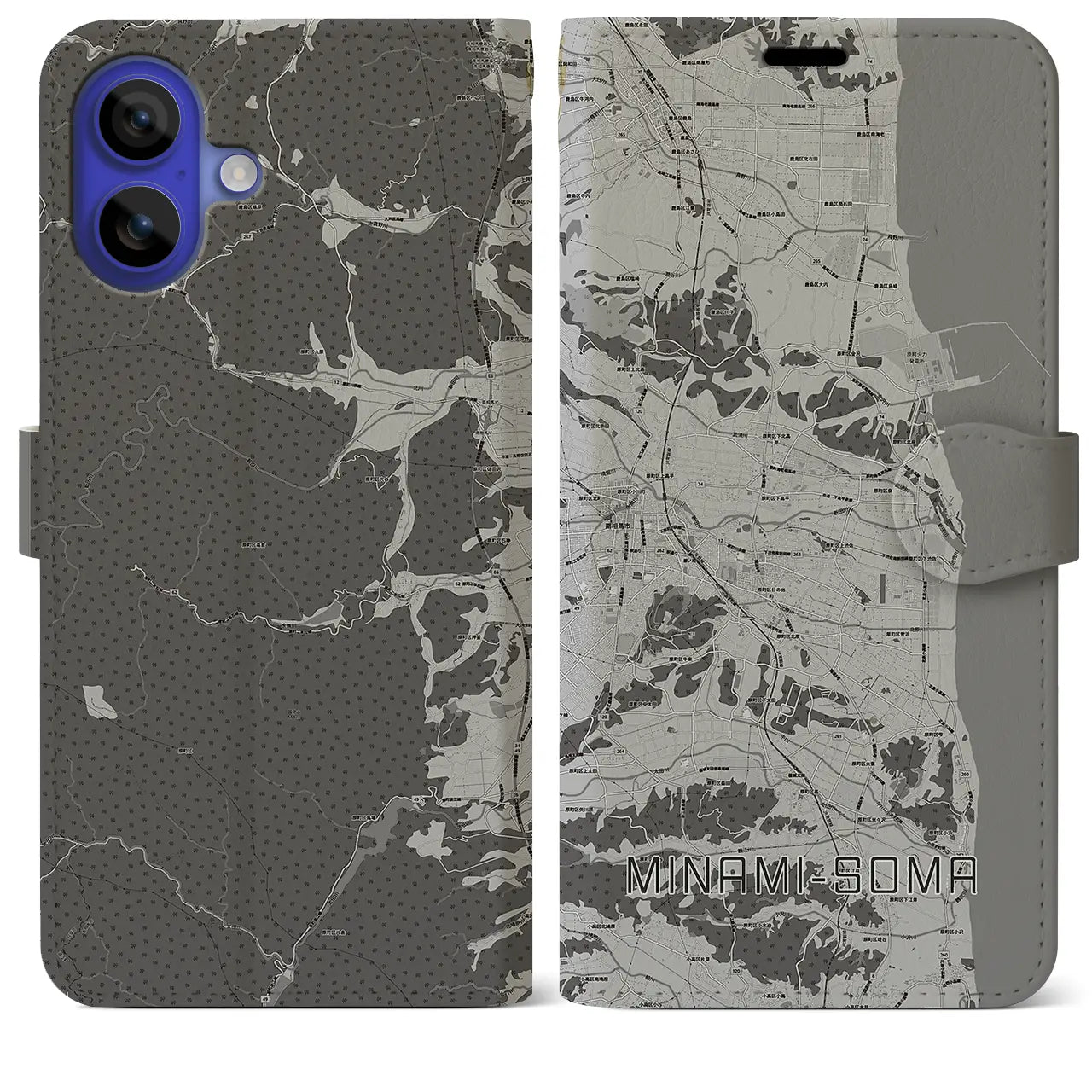 【南相馬(福島県)】地図柄iPhoneケース(手帳タイプ)