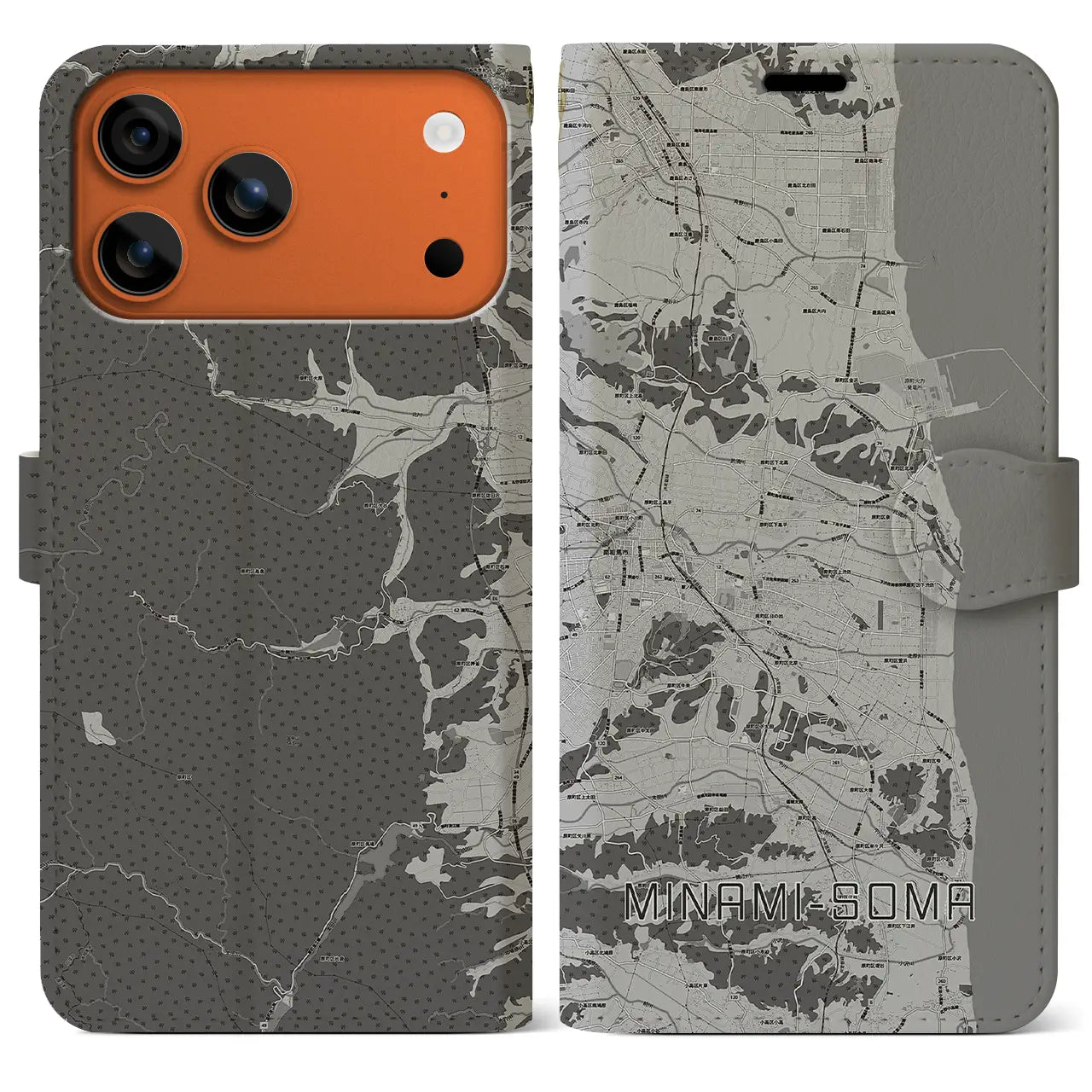 【南相馬(福島県)】地図柄iPhoneケース(手帳タイプ)