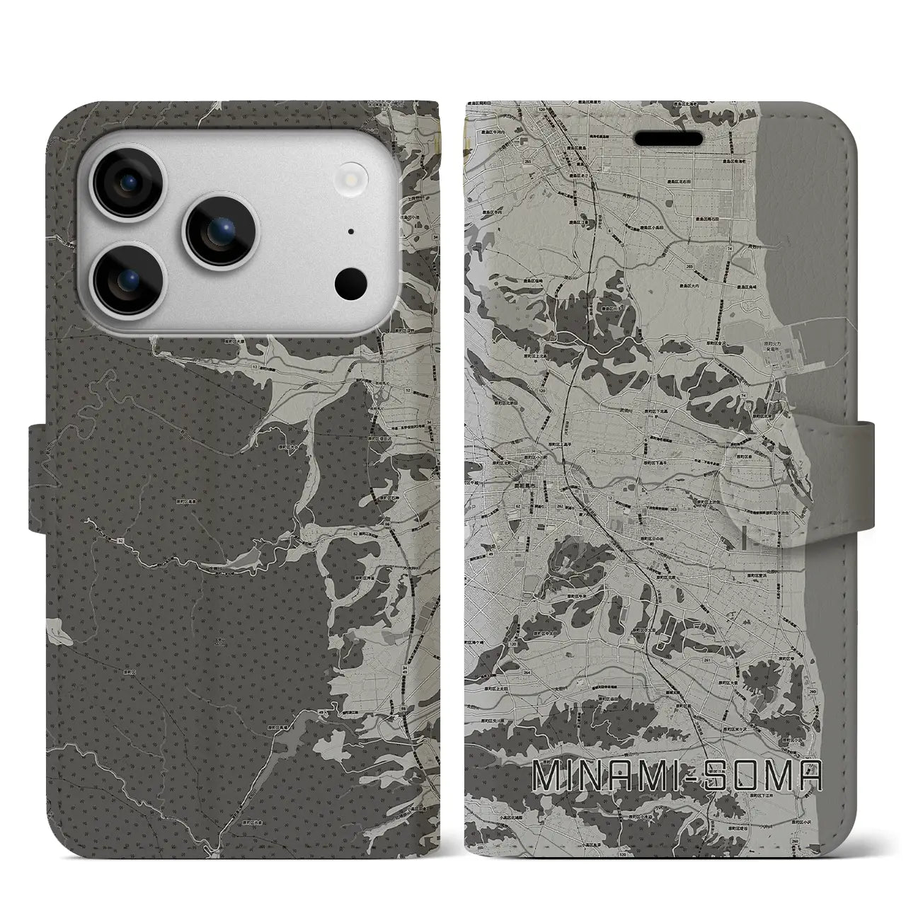 【南相馬(福島県)】地図柄iPhoneケース(手帳タイプ)