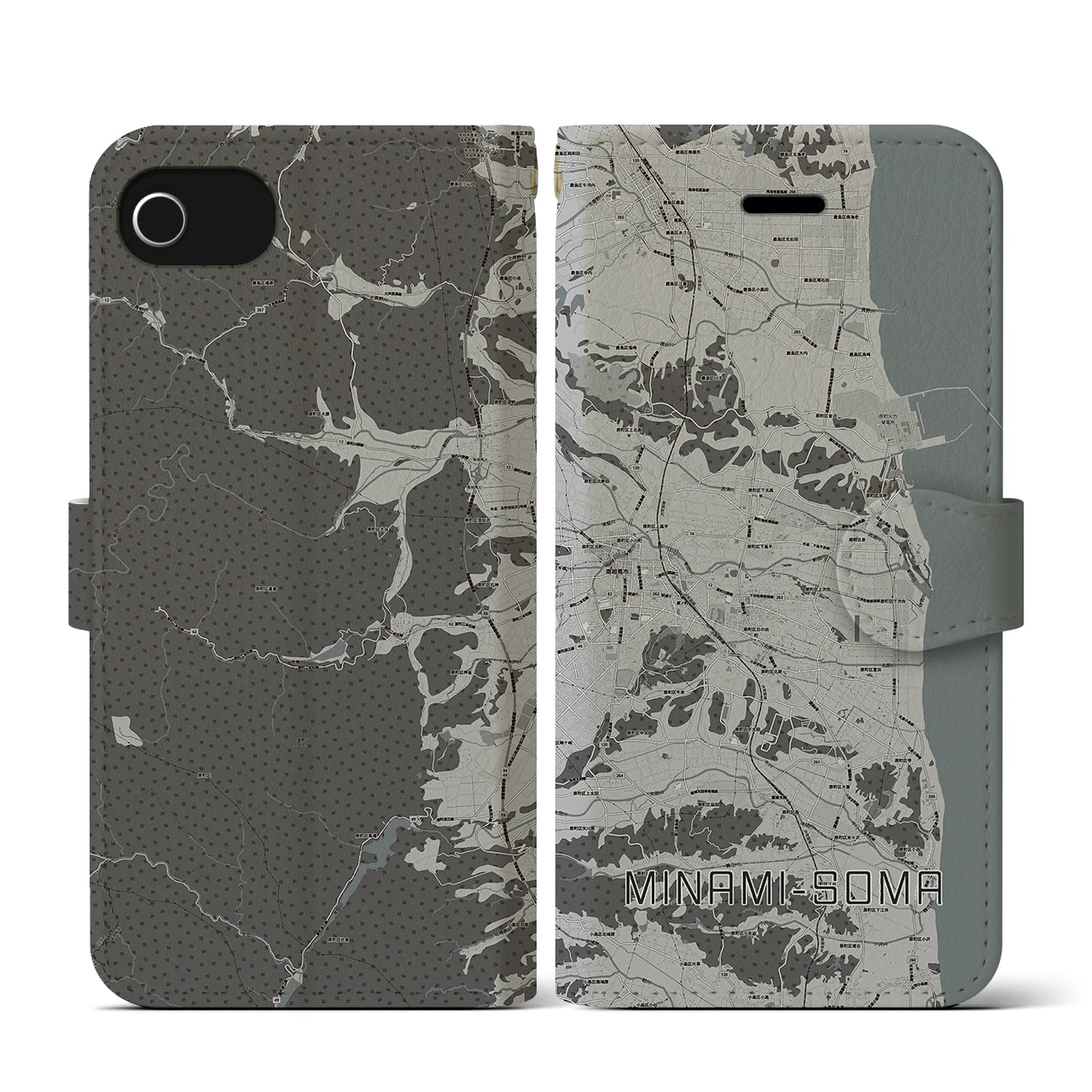 【南相馬(福島県)】地図柄iPhoneケース(手帳タイプ)