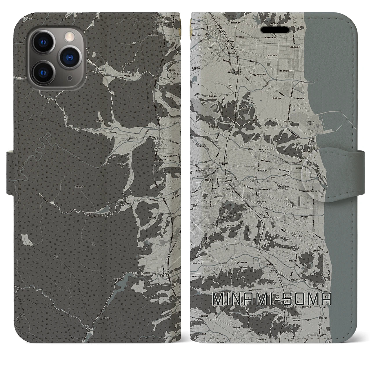 【南相馬(福島県)】地図柄iPhoneケース(手帳タイプ)