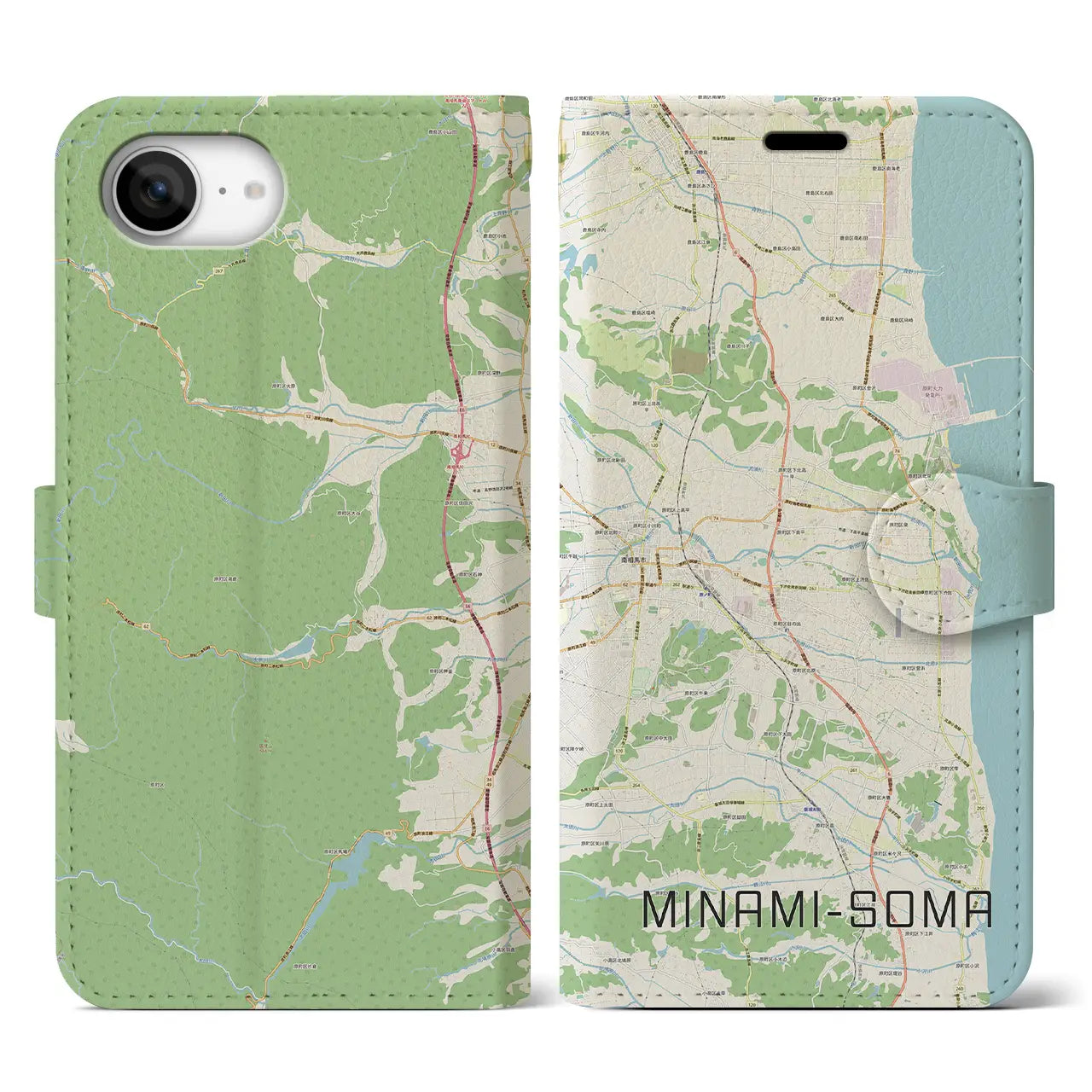 【南相馬(福島県)】地図柄iPhoneケース(手帳タイプ)