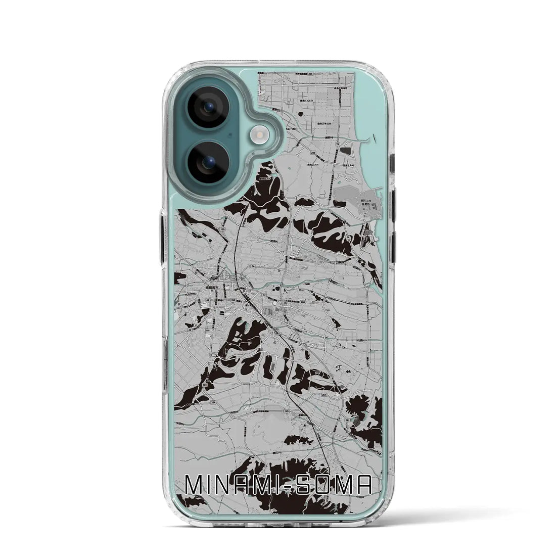 【南相馬(福島県)】地図柄iPhoneケース(MagSafeタイプ)モノトーン・iPhone 16 Pro 用