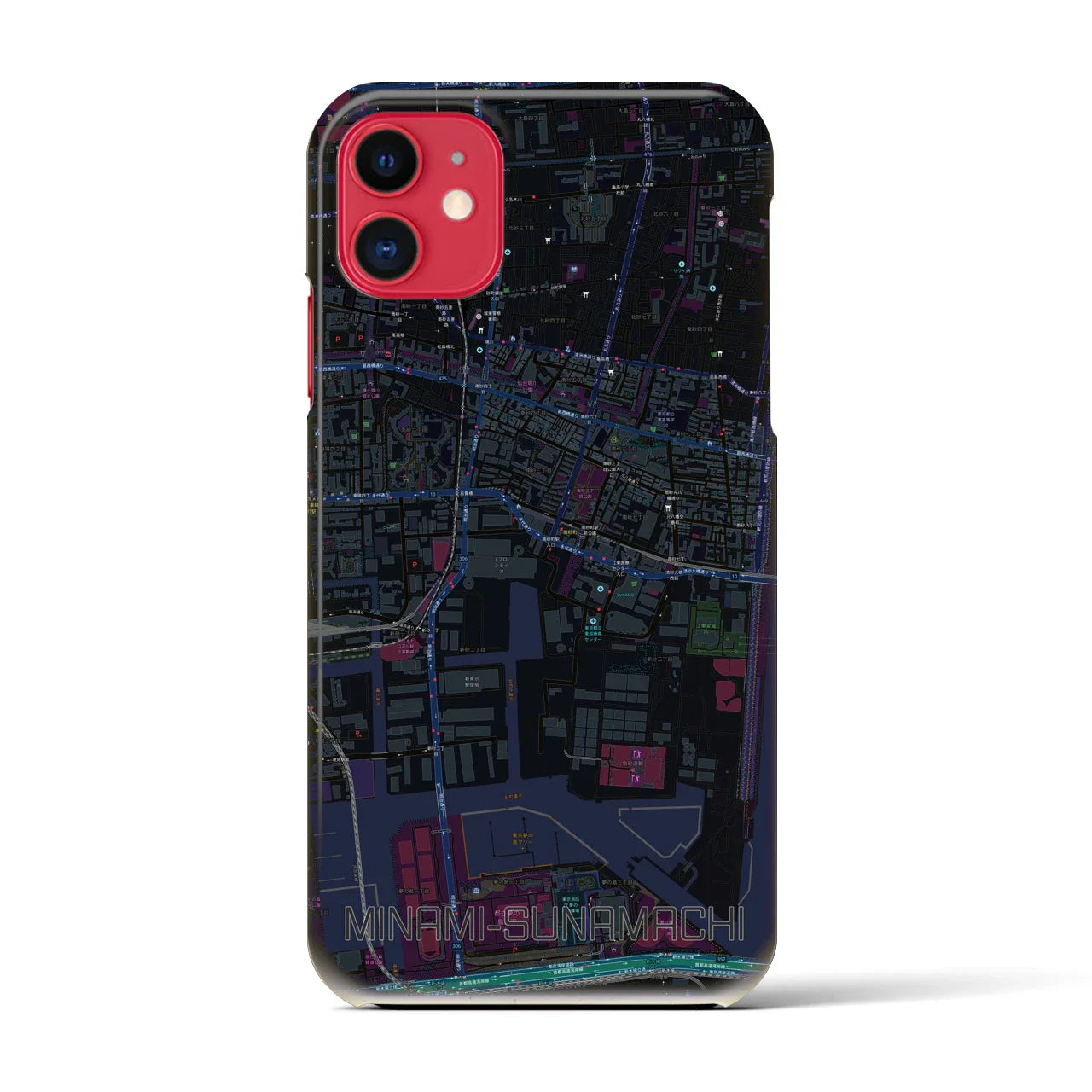 【南砂町(東京都)】地図柄iPhoneケース(バックカバータイプ)