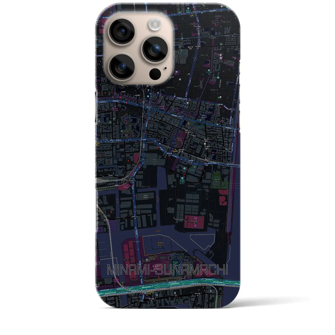 【南砂町(東京都)】地図柄iPhoneケース(バックカバータイプ)