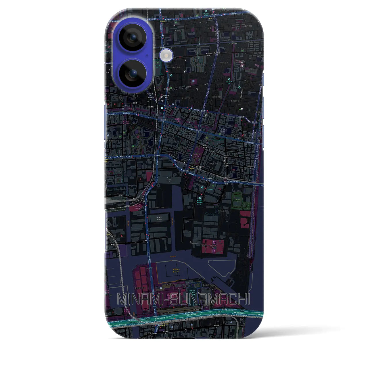 【南砂町(東京都)】地図柄iPhoneケース(バックカバータイプ)