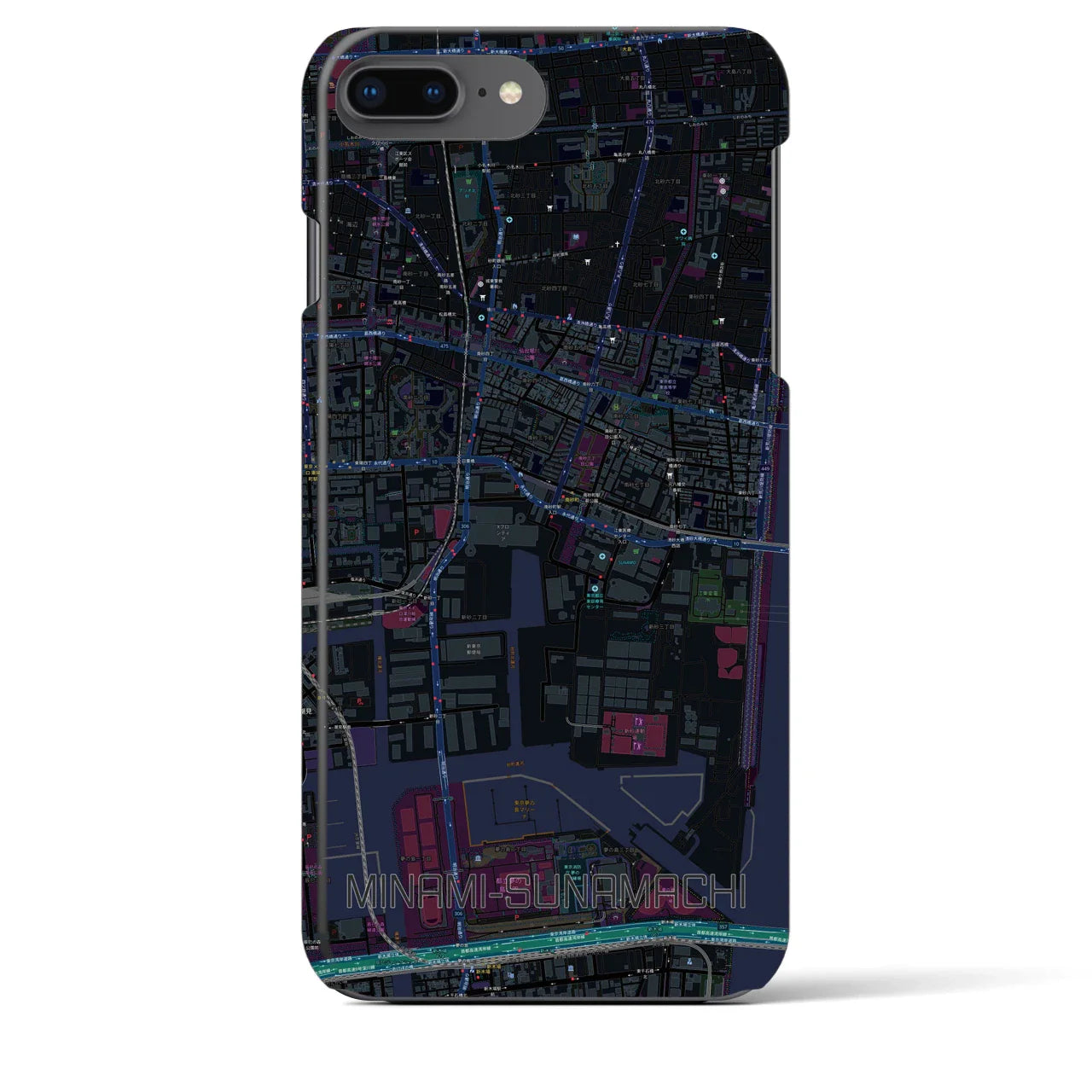【南砂町(東京都)】地図柄iPhoneケース(バックカバータイプ)