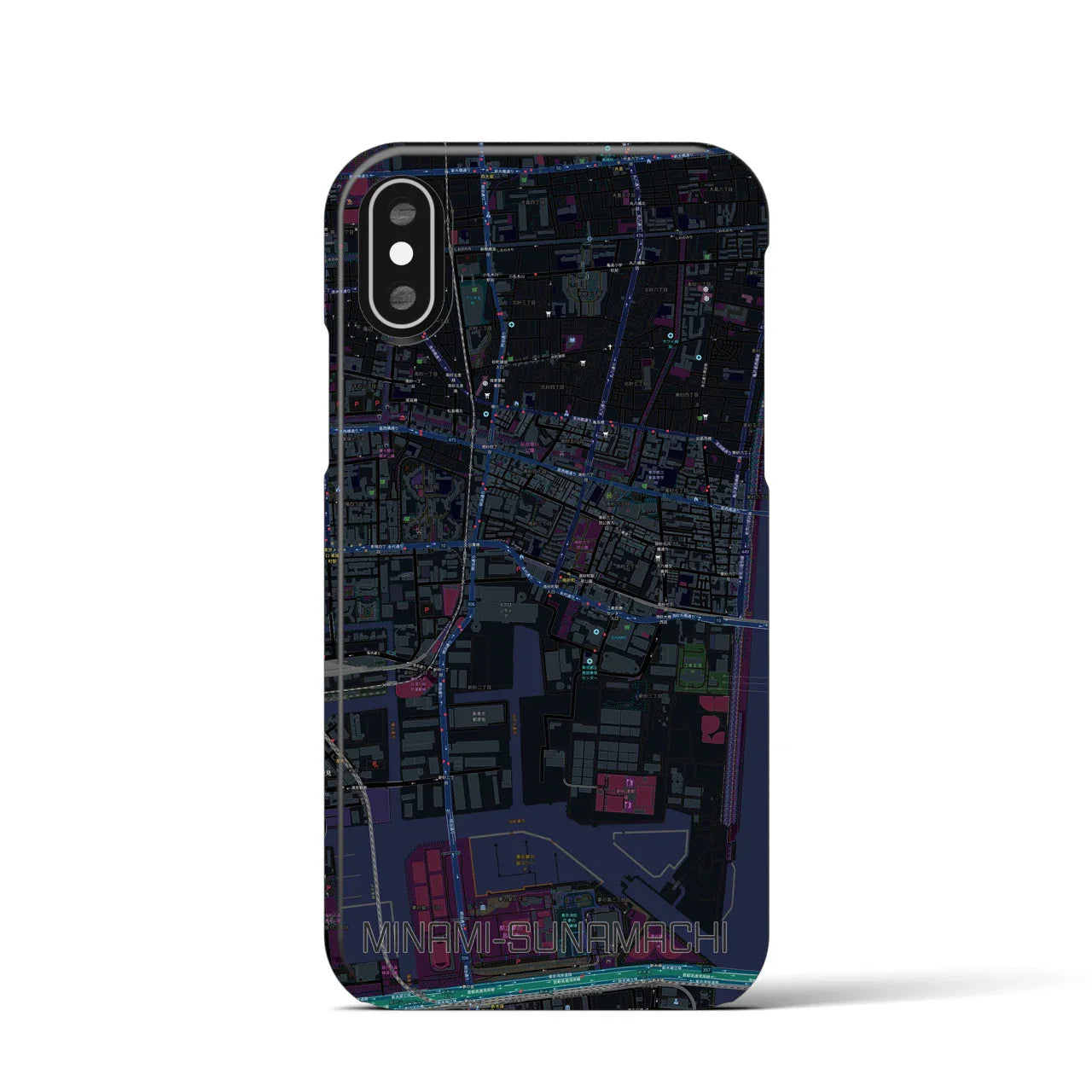 【南砂町(東京都)】地図柄iPhoneケース(バックカバータイプ)
