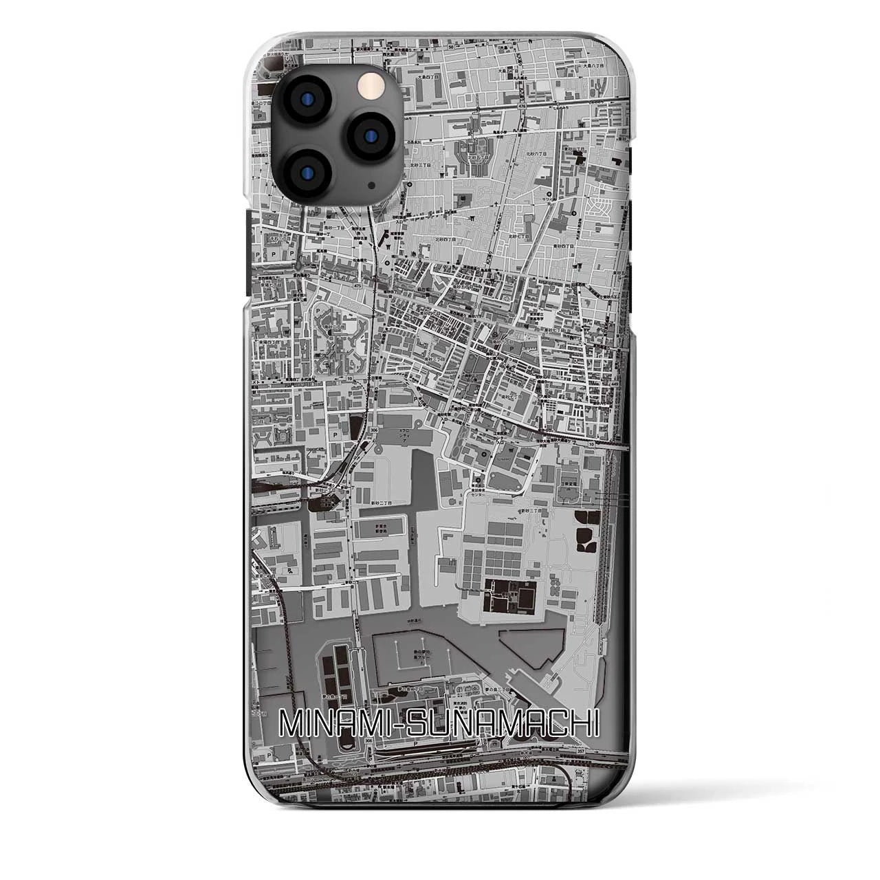 【南砂町(東京都)】地図柄iPhoneケース(クリアタイプ)モノトーン・iPhone 11 Pro Max 用