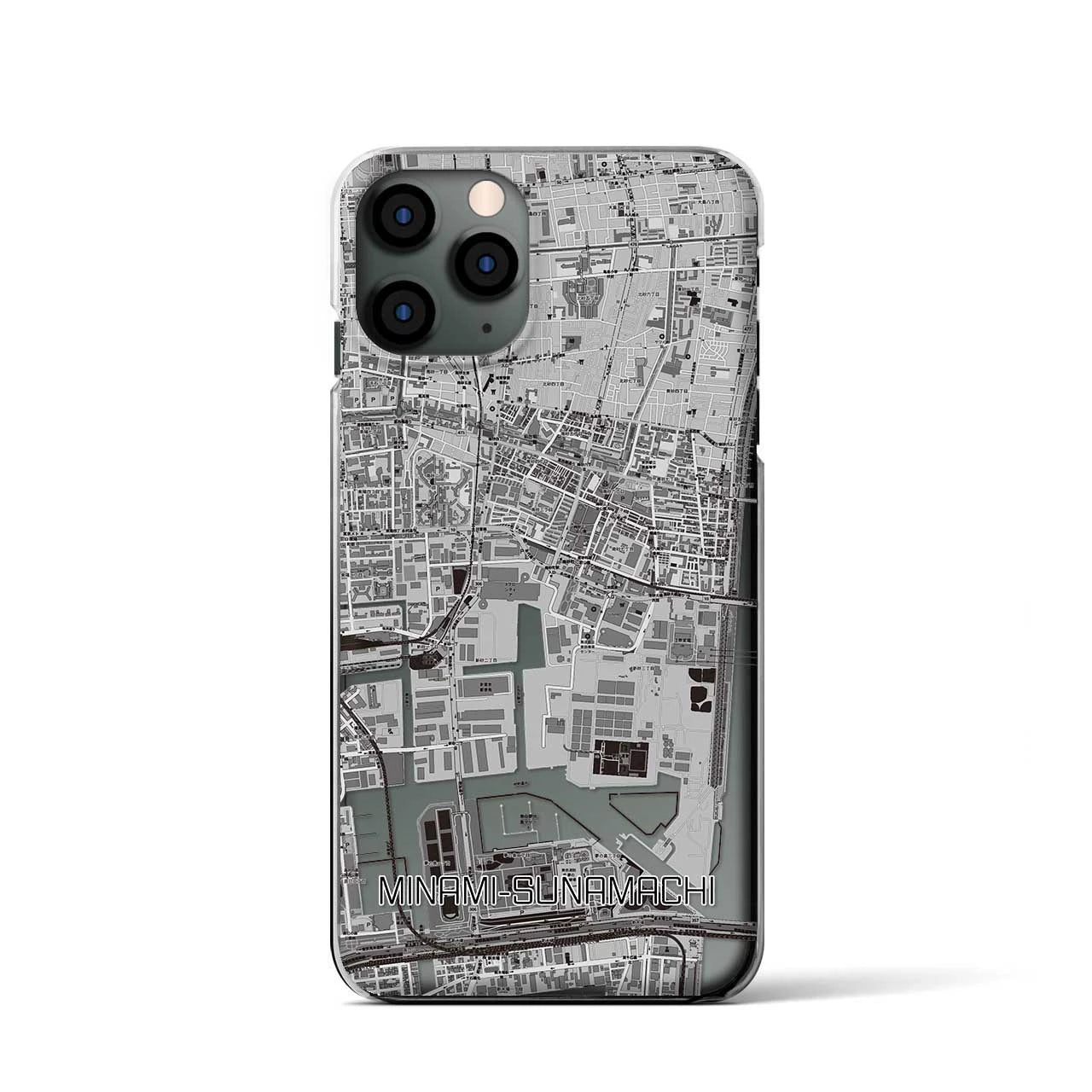 【南砂町(東京都)】地図柄iPhoneケース(クリアタイプ)モノトーン・iPhone 11 Pro 用