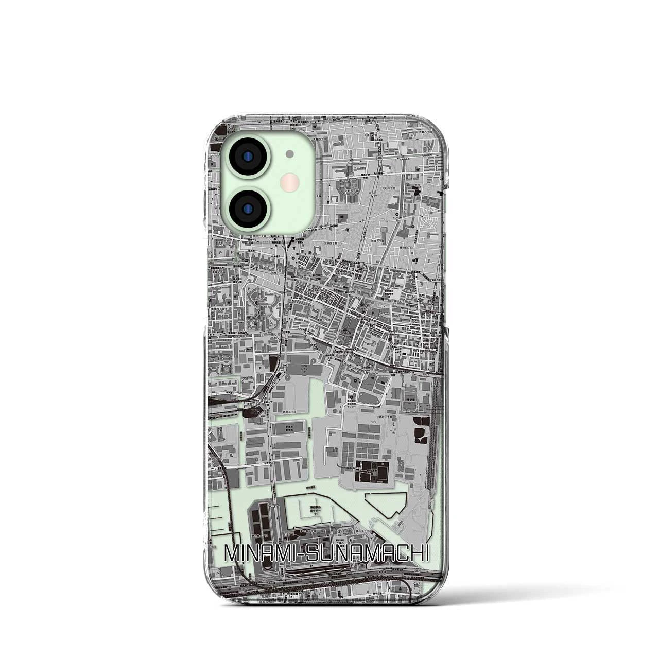 【南砂町(東京都)】地図柄iPhoneケース(クリアタイプ)モノトーン・iPhone 12 mini 用